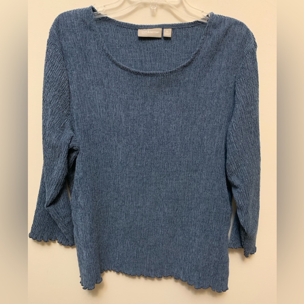 CROFT & BARROW Blue Crinkly Textured Top